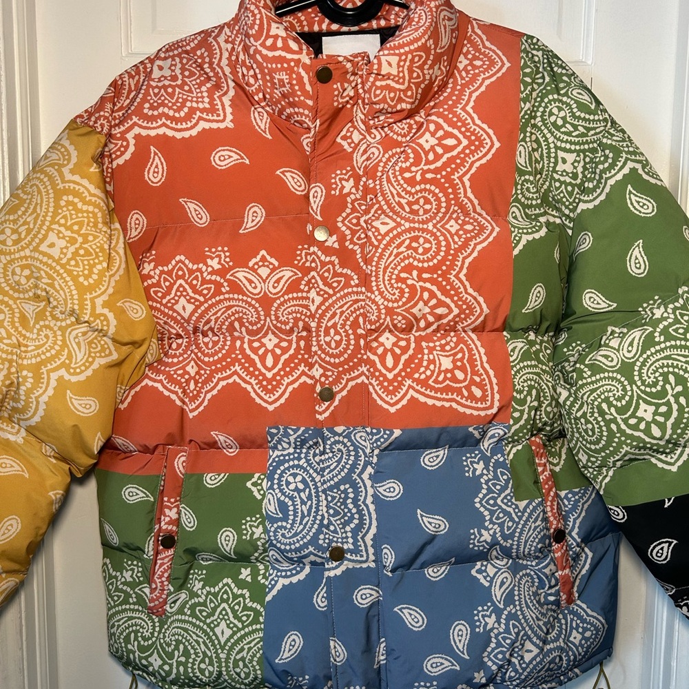 Profound Aesthetic Bandana Paisley Puffer Jacket XL.